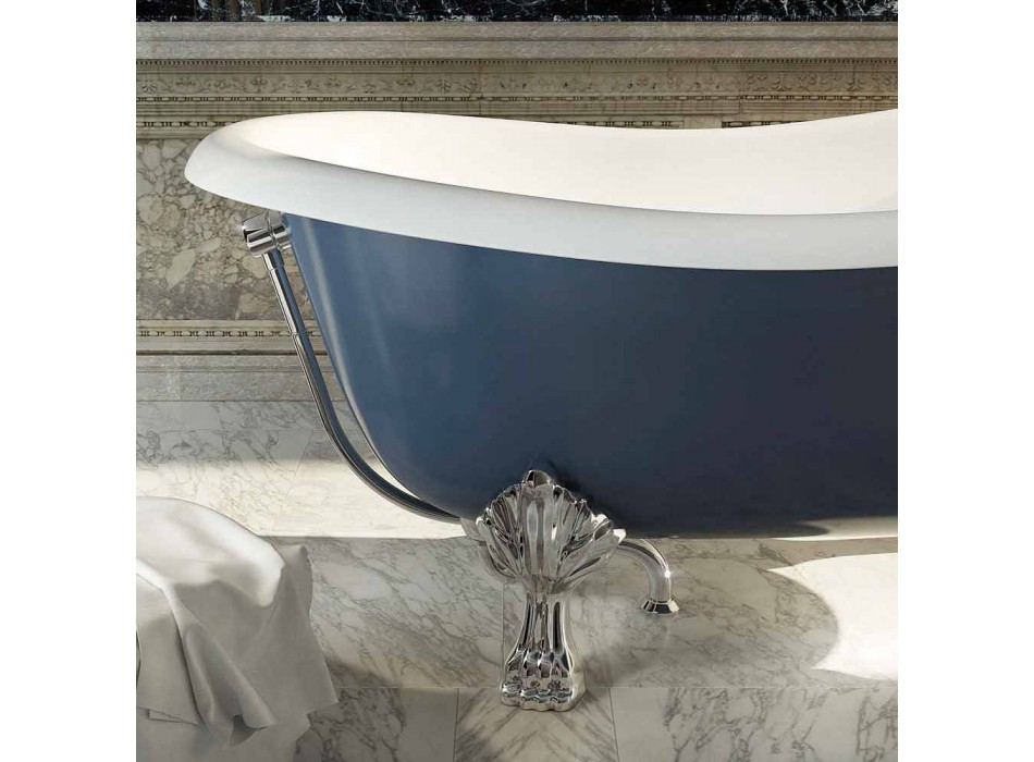Freestanding blue resin bathtub in classic design, Fregona Viadurini