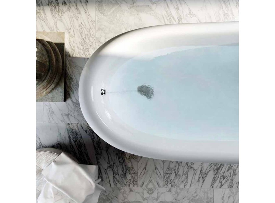 Freestanding blue resin bathtub in classic design, Fregona Viadurini