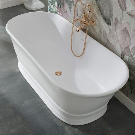 Solid Surface Bathtub with Integrated Overflow Made in Italy - Aurelio Viadurini