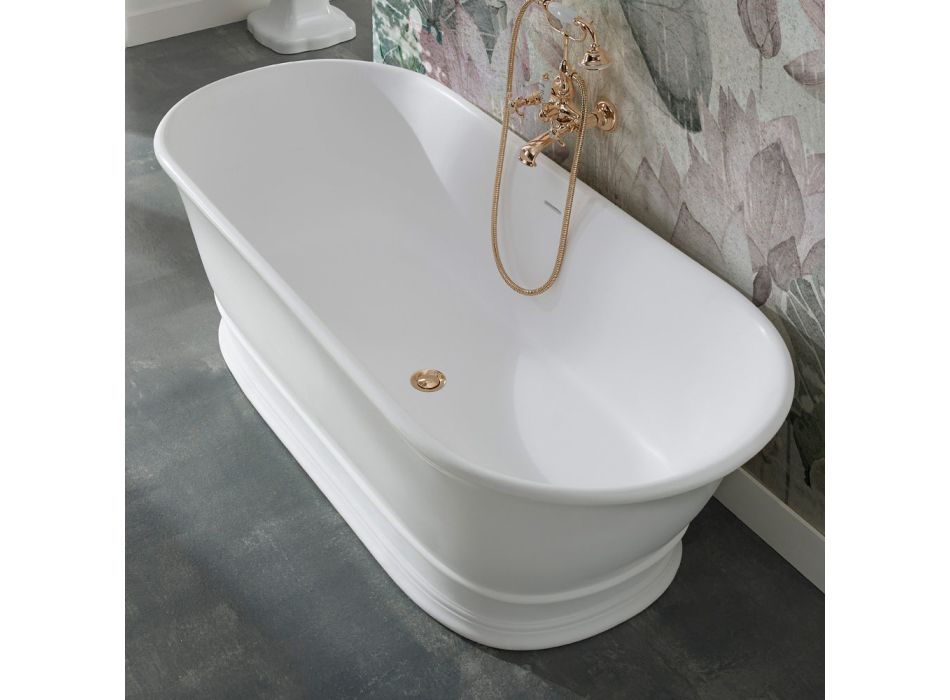 Solid Surface Bathtub with Integrated Overflow Made in Italy - Aurelio Viadurini