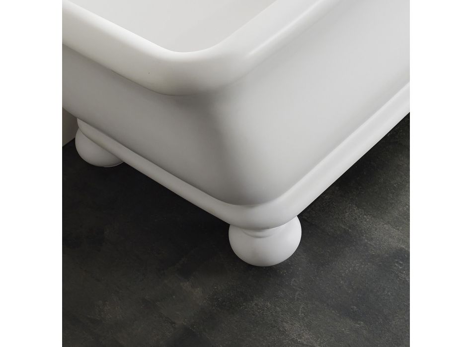 Rectangular Solid Surface Bathtub with Soft Corners Made in Italy - Fulvio Viadurini