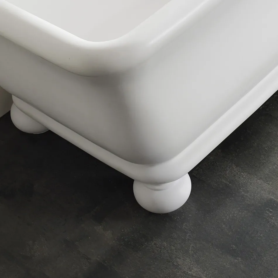 Rectangular Solid Surface Bathtub with Soft Corners Made in Italy - Fulvio Viadurini
