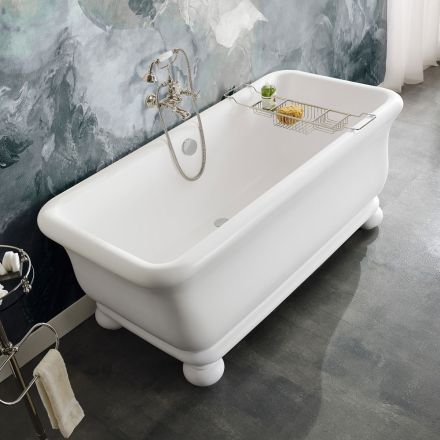 Rectangular Solid Surface Bathtub with Soft Corners Made in Italy - Fulvio Viadurini