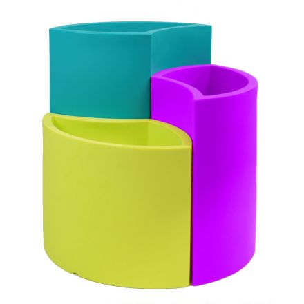 Modular Vases in Colored Polyethylene Made in Italy 3 Pieces - Flowes Viadurini