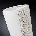 Tall Indoor Vase in White Ceramic with Made in Italy Decoration - Calisto Viadurini