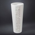 Tall Indoor Vase in White Ceramic with Made in Italy Decoration - Calisto