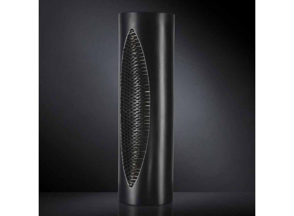 Tall Indoor Vase in Matt Black Ceramic and Steel Made in Italy - Jesolo Viadurini