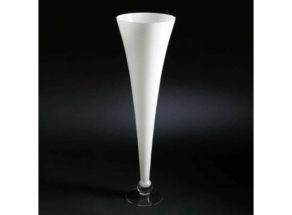Tall Indoor Vase in White and Transparent Glass Made in Italy - Clodino Viadurini