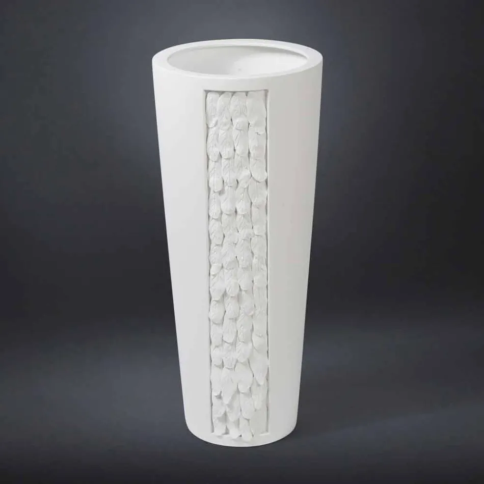 Tall Decorative Vase in White Ceramic with Made in Italy Decoration - Calisto Viadurini