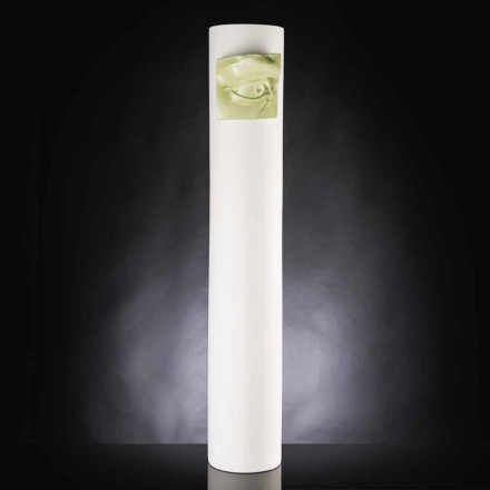 Tall Vase in White Ceramic with Colored Detail Made in Italy - Monte Viadurini