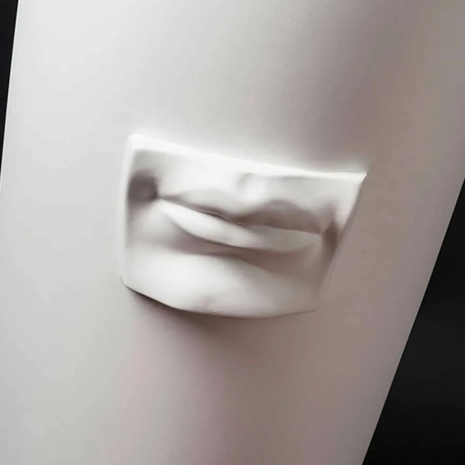 Tall Vase in White Ceramic Handmade with Made in Italy Decoration - Capuano Viadurini