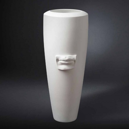 Tall Vase in White Ceramic Handmade with Made in Italy Decoration - Capuano Viadurini