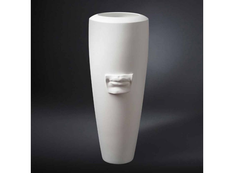 Tall Vase in White Ceramic Handmade with Made in Italy Decoration - Capuano Viadurini