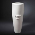 Tall Vase in White Ceramic Handmade with Made in Italy Decoration - Capuano