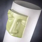 Modern Tall Vase in White Ceramic with Colored Insert Made in Italy - Lexi Viadurini