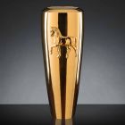 Tall Indoor Vase in Ceramic Gold Finish Handmade in Italy - Jacky Viadurini