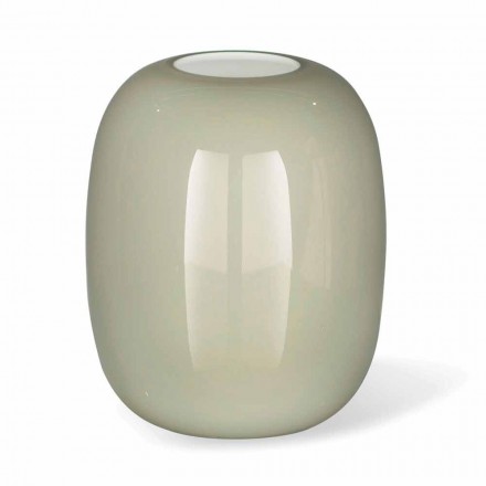 Handcrafted White or Gray Glossy Glass Vase Made in Italy - Malindi Viadurini