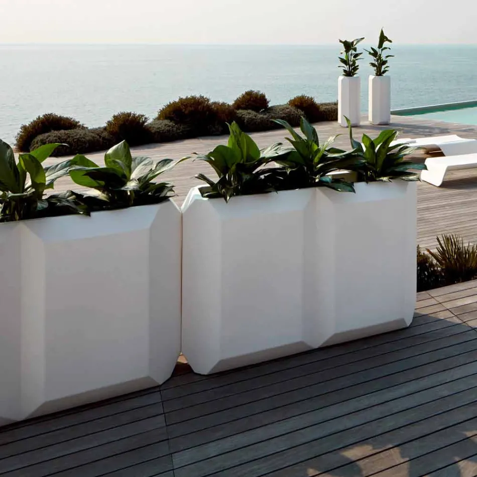 White Indoor or Outdoor Vase in Plastic of 3 Sizes - Gem by Myyour Viadurini