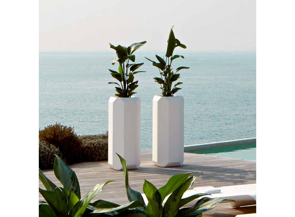 White Indoor or Outdoor Vase in Plastic of 3 Sizes - Gem by Myyour Viadurini