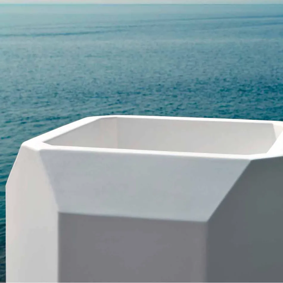 White Indoor or Outdoor Vase in Plastic of 3 Sizes - Gem by Myyour Viadurini