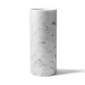 Cylindrical Vase in Satin White Carrara Marble Italian Design - Murillo