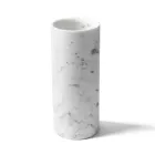 Cylindrical Vase in Satin White Carrara Marble Italian Design - Murillo Viadurini