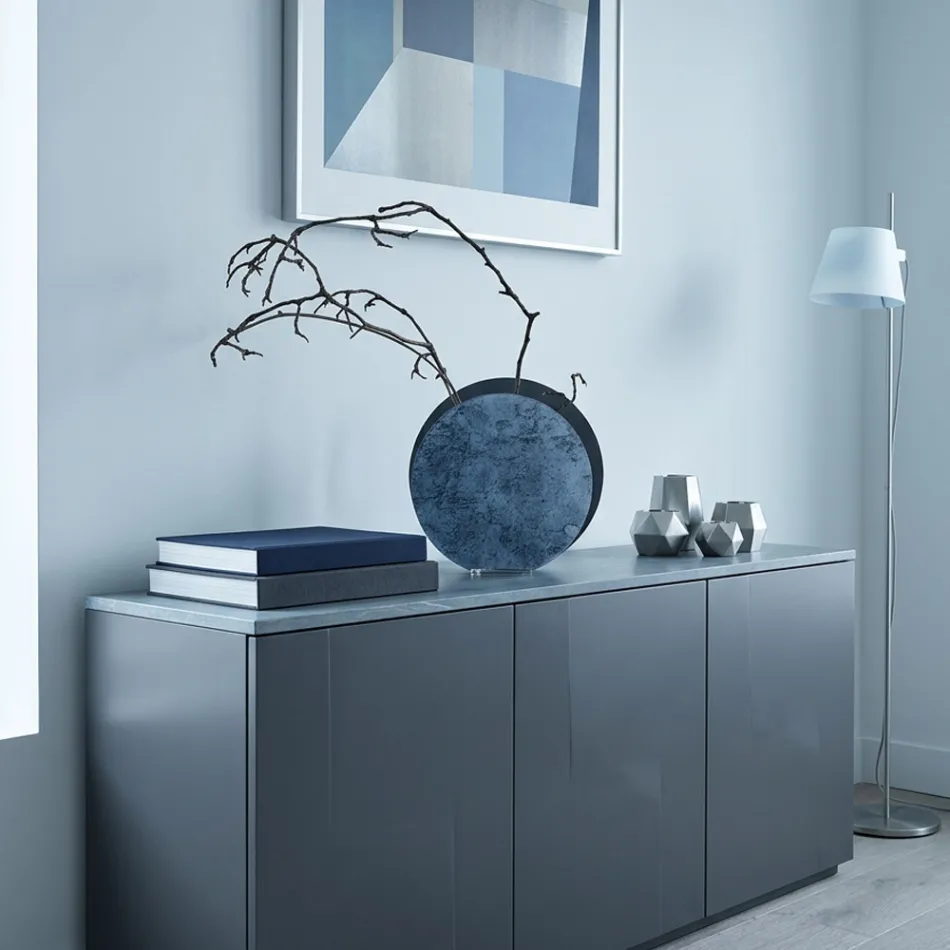 Cloris Circular Grey Vase in Green Cast Methacrylate Made in Italy Viadurini