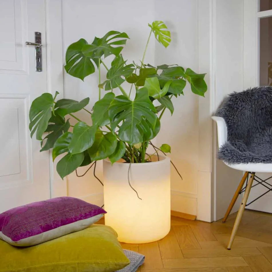 Vase with Garden Lighting or Living Room Colored Modern Design - Cilindrostar Viadurini