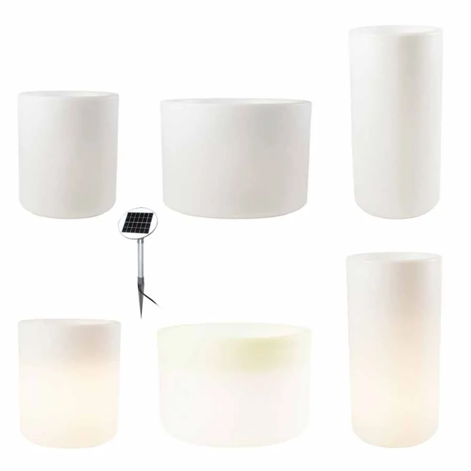 Vase with Solar Lighting or Led Design for Indoor or Outdoor - Cilindrostar Viadurini