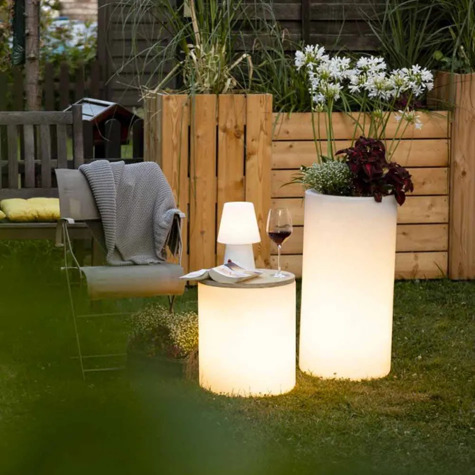 Vase with Solar Lighting or Led Design for Indoor or Outdoor - Cilindrostar Viadurini
