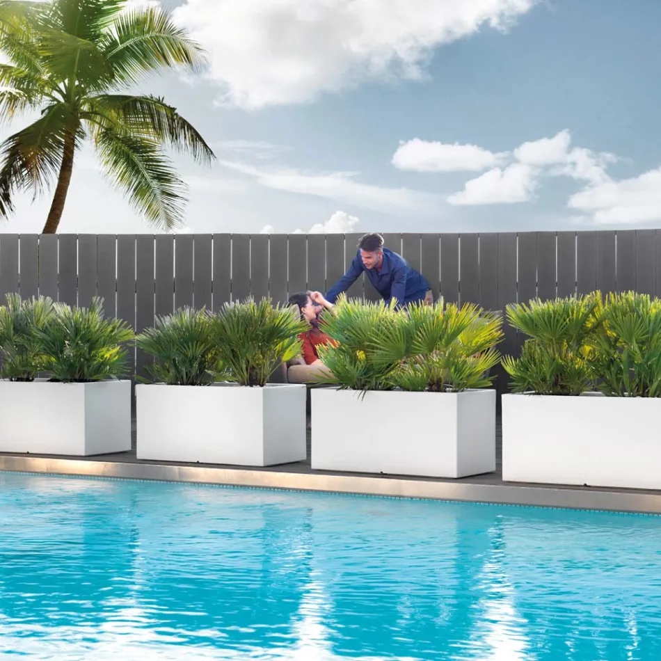 Rectangular Colored Polyethylene Outdoor Vase Made in Italy - Gray Viadurini