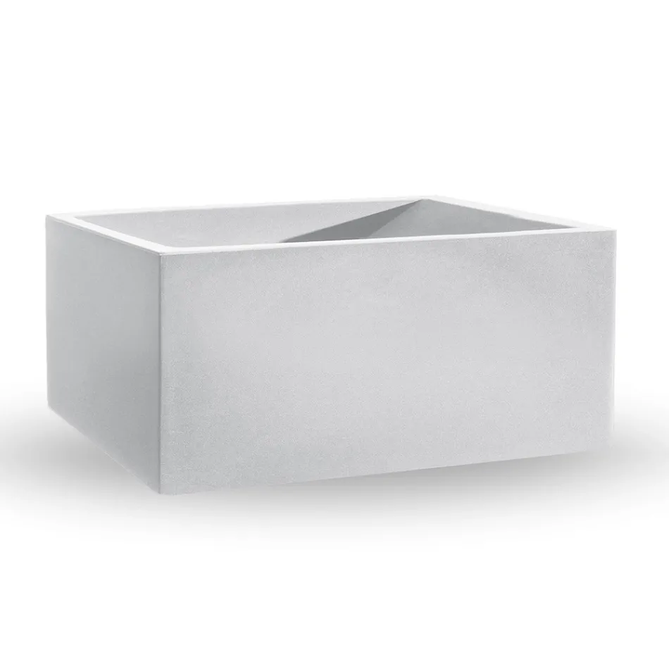 Rectangular Colored Polyethylene Outdoor Vase Made in Italy - Gray Viadurini