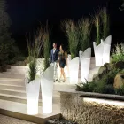 Luminous Outdoor Vase in White Polyethylene Made in Italy - Galileo Viadurini