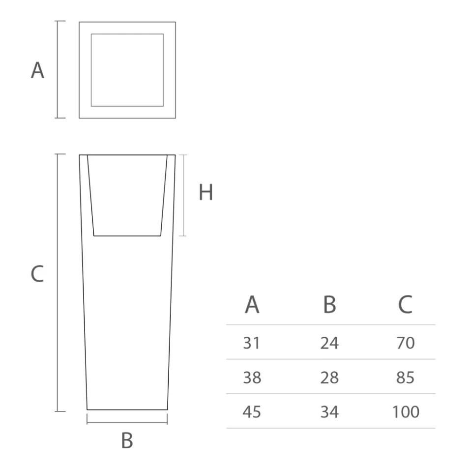 Square Outdoor Vase in Colored Polyethylene Made in Italy - Marilard Viadurini
