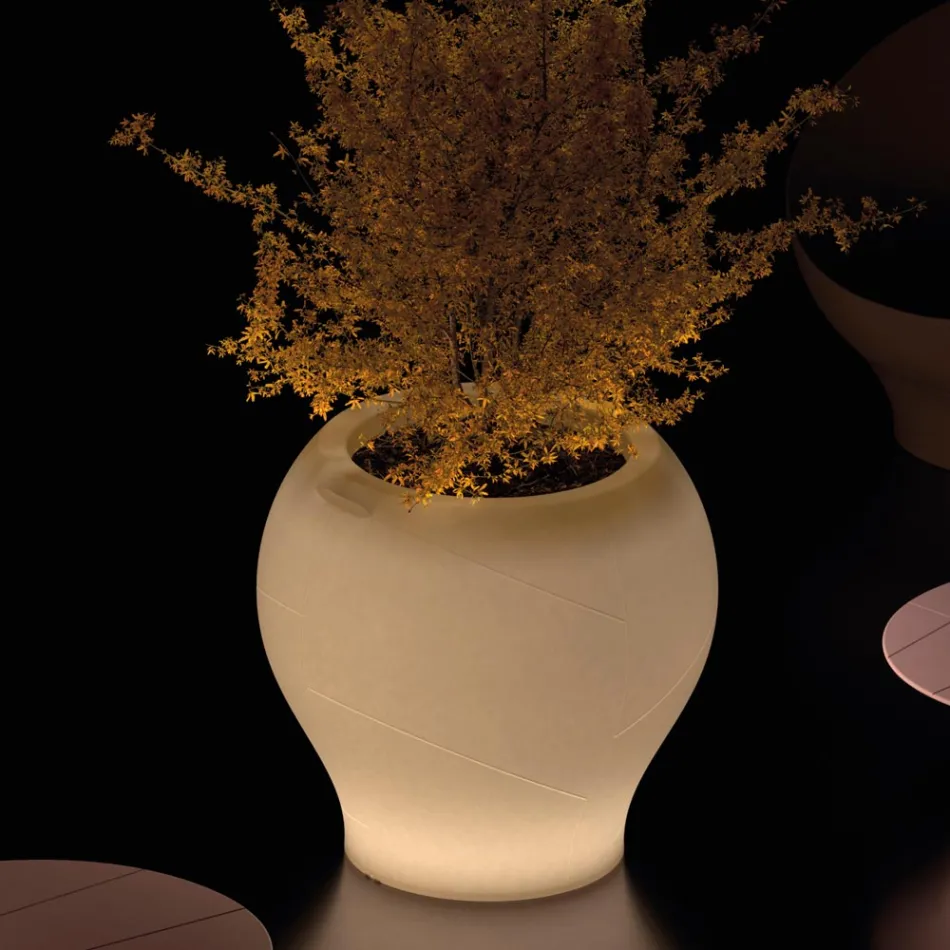 Alabaster Polyethylene Luminous Garden Vase Made in Italy - Lotus Viadurini