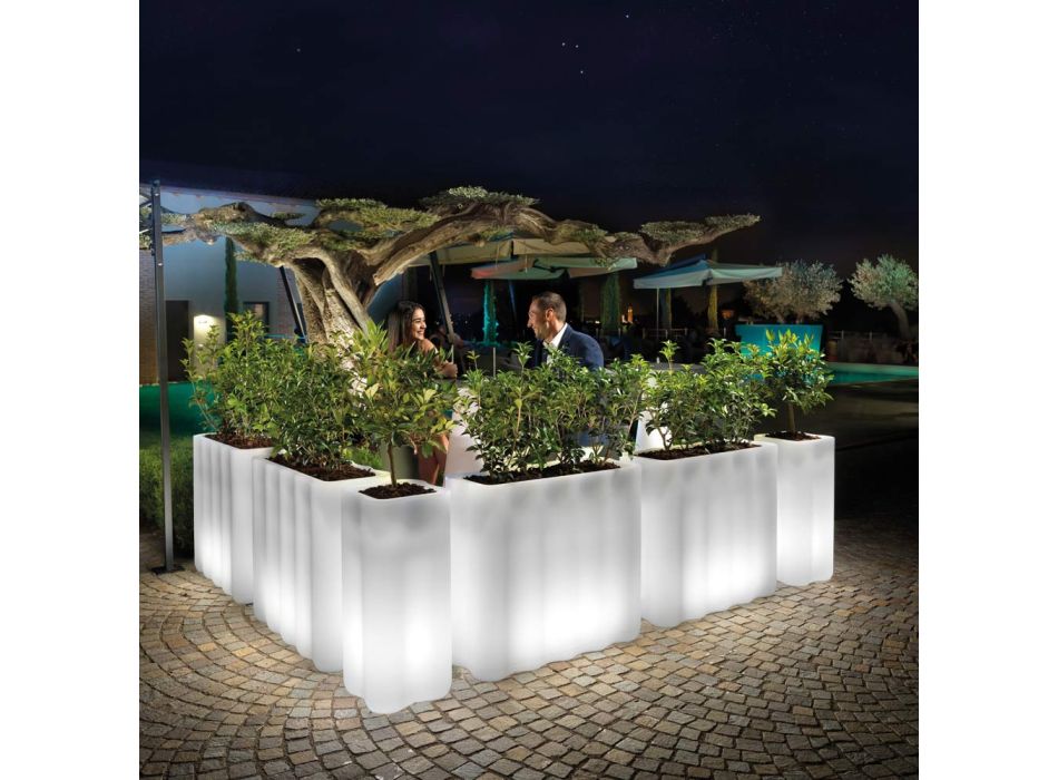 Bright Garden Pot in White Polyethylene Made in Italy - Crizia Viadurini