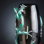 Indoor Stained Glass Vase with Geckos Handmade in Italy - Geco Viadurini