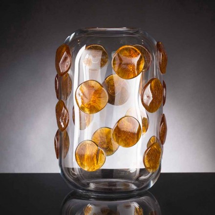 Indoor Vase in Murano Glass with Colored Details Made in Italy - Mirtos Viadurini