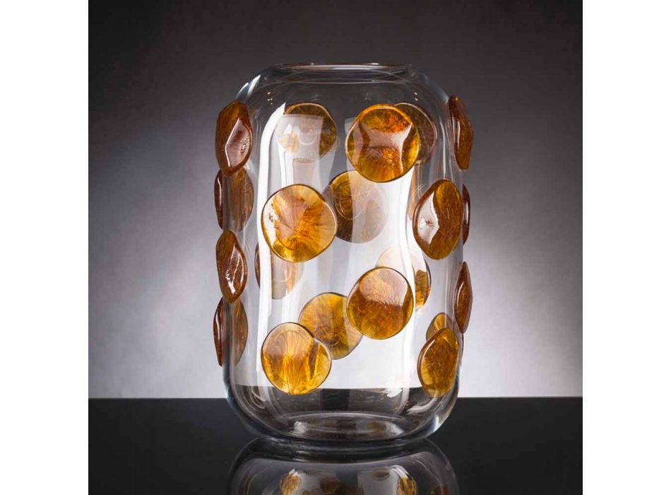 Indoor Vase in Murano Glass with Colored Details Made in Italy - Mirtos Viadurini