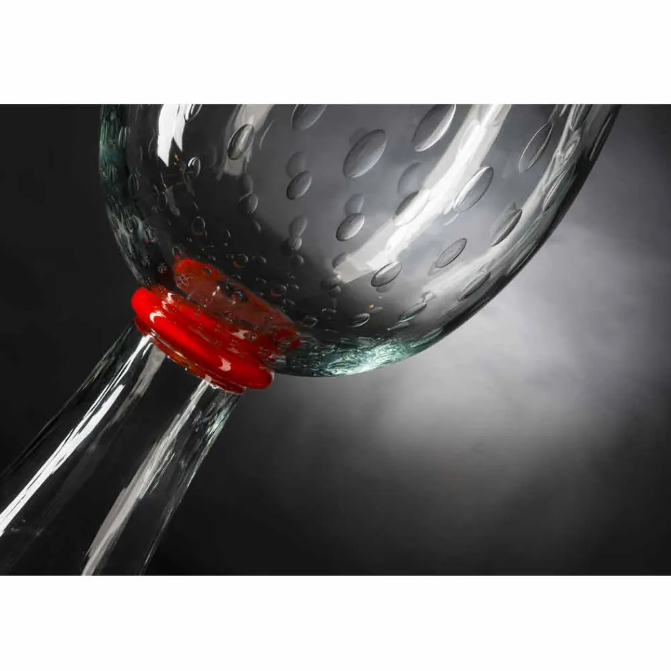 Indoor Vase in Murano Glass with Red Detail Made in Italy - Copernicus Viadurini