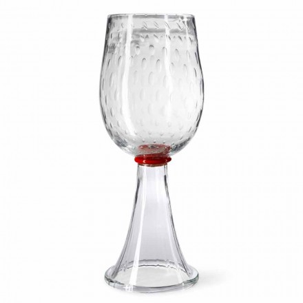 Indoor Vase in Murano Glass with Red Detail Made in Italy - Copernicus Viadurini