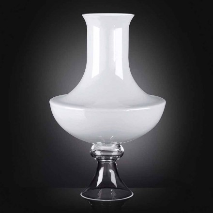 Modern Indoor Vase in White and Transparent Glass Made in Italy - Portos Viadurini