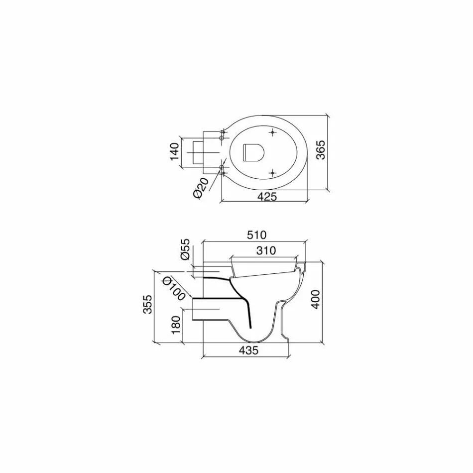 Floor Vase Classic Design Back To Wall in Made in Italy Ceramic - Marwa Viadurini