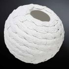 Decorative Sphere Vase in Decorated White Ceramic Made in Italy - Herculaneum Viadurini