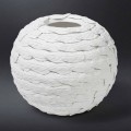 Decorative Sphere Vase in Decorated White Ceramic Made in Italy - Herculaneum