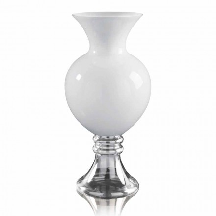Indoor Decorative Vase in White and Transparent Glass Made in Italy - Frodino Viadurini