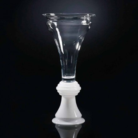Indoor Decorative Glass Vase with White Base Made in Italy - Catia Viadurini