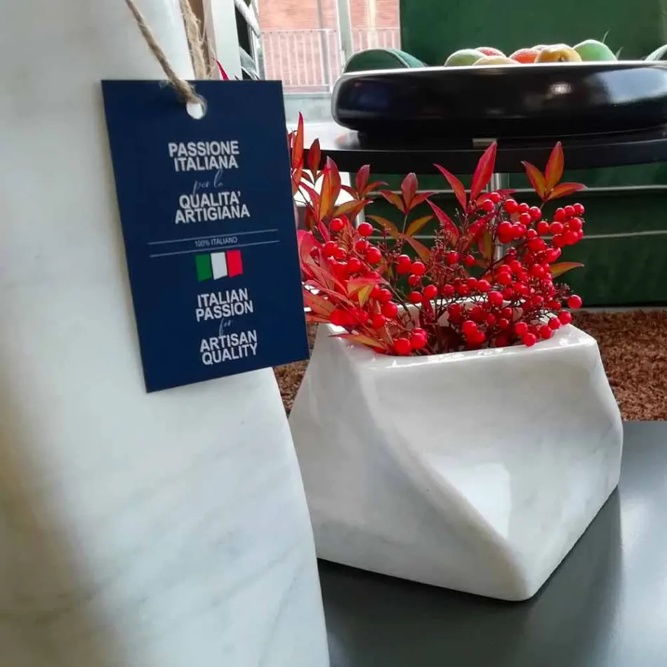 Decorative Design Vase in Bardiglio or Carrara Marble Made in Italy - Prisma Viadurini