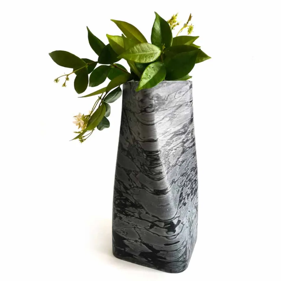 Decorative Design Vase in Bardiglio or Carrara Marble Made in Italy - Prisma Viadurini
