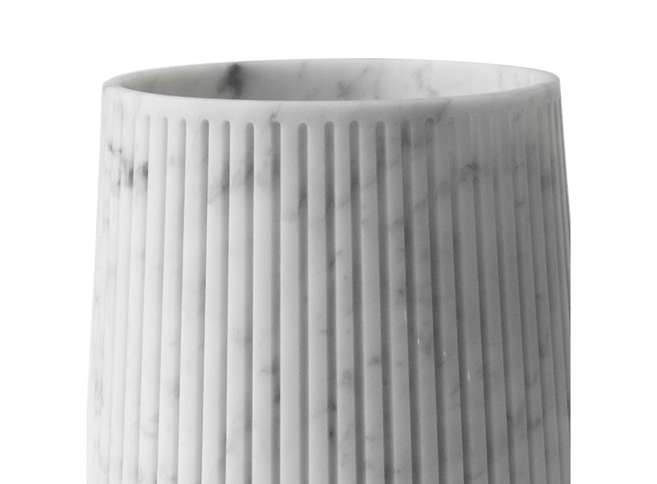Decorative Vase in White Carrara Marble or Portoro Design with Stripes - Cairo Viadurini